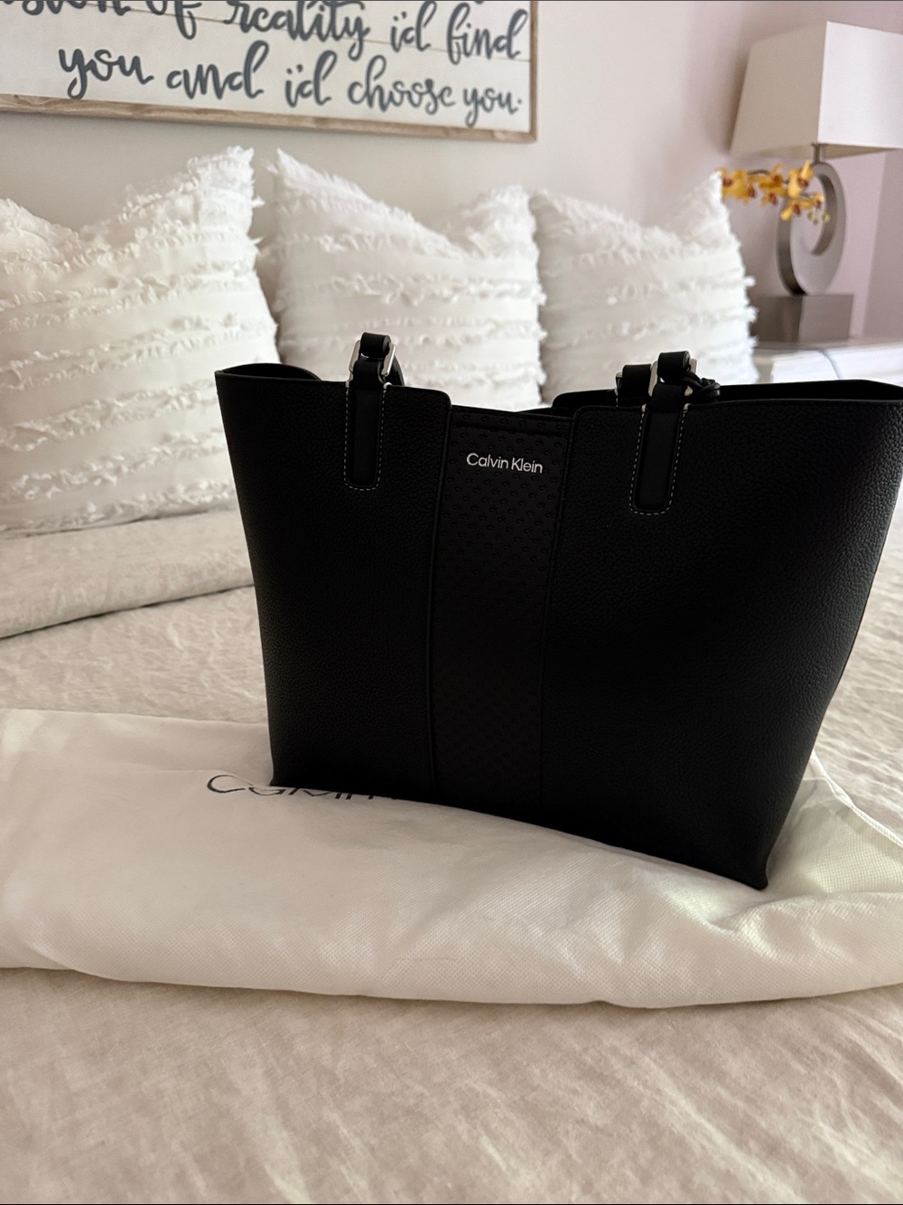 Calvin Klein Black Textured Tote